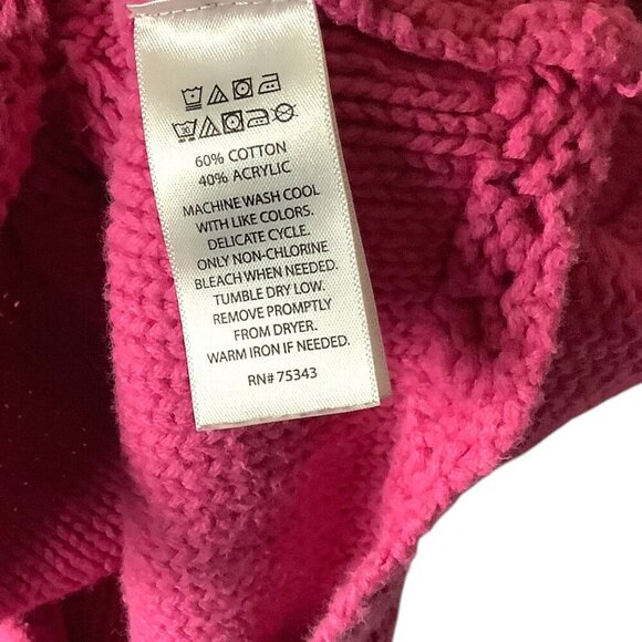 Girls Pink Knit Cardigan Sweater Size M 5-6 Diamond Pattern Button Front - Picture 5 of 13